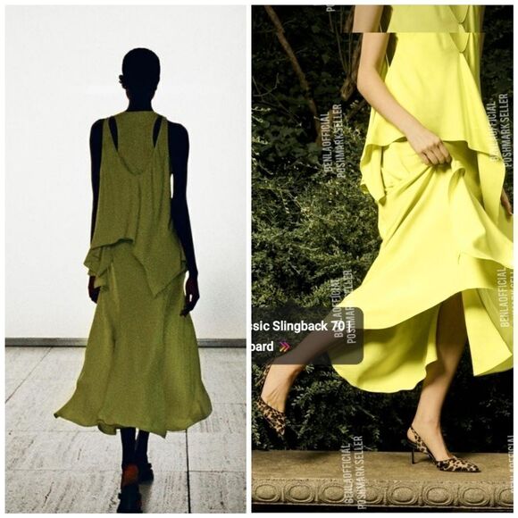ZARA FLOWY DRESS WITH CAPE ZW COLLECTION - Picture 1 of 12
